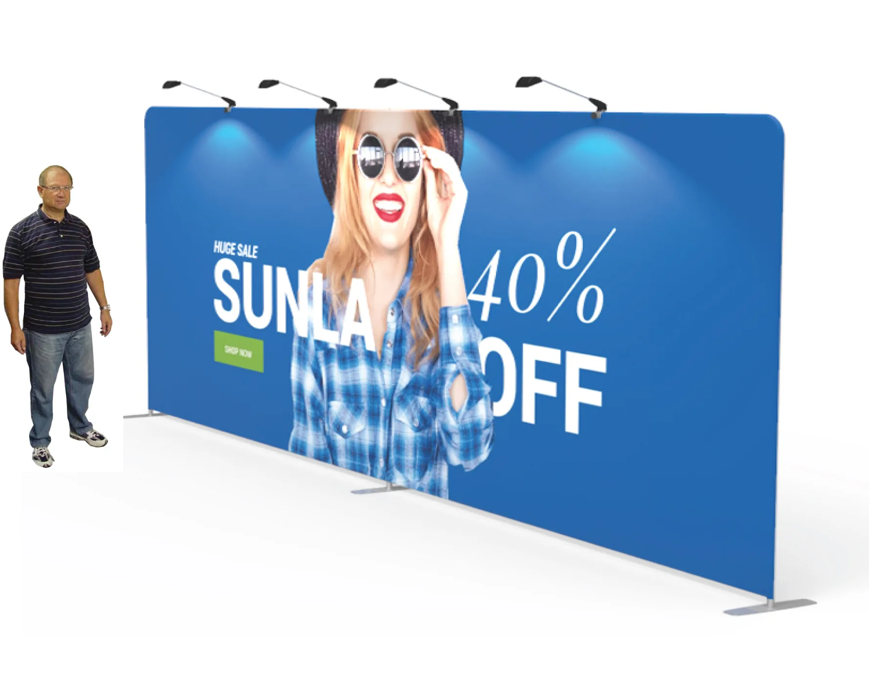 15′ Tube Fabric Display (Straight) + Single-Sided Graphics + Traveling Bag