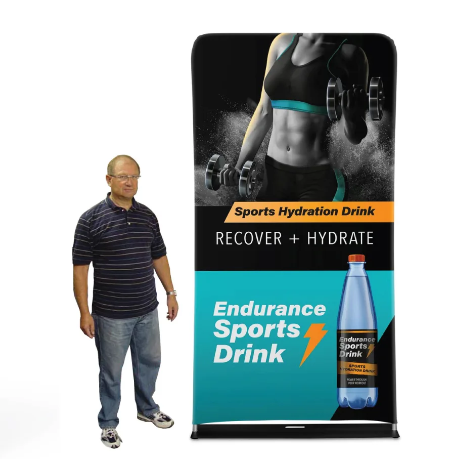 3′ Tube Fabric Display (Straight) + Double-Sided Graphics + Traveling Bag