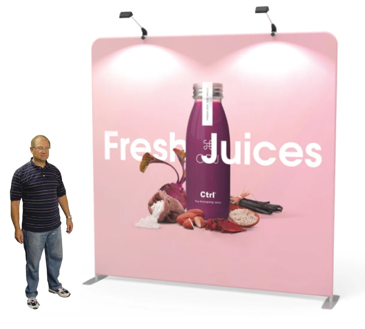 8′ Tube Fabric Display (Straight) + Single-Sided Graphics + Traveling Bag