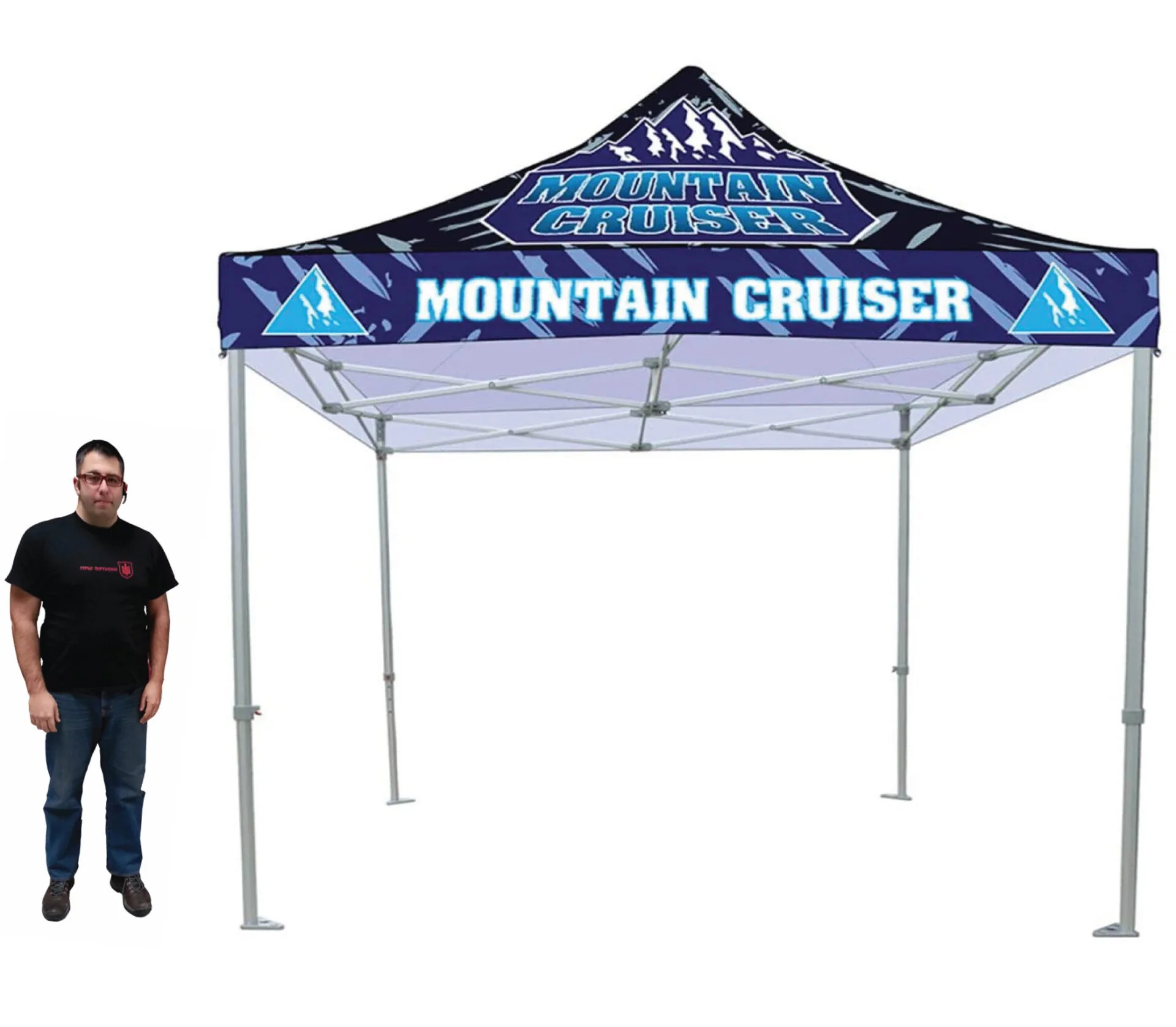 STEEL Medium Duty Tent 10*10′ + Custom Printed Canopy (Roof)