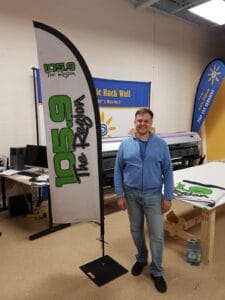 Custom printed feather flag by Dolphies Promo