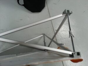 Folded pop up counter frame on the floor