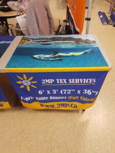 6' x 3' table runner with a boat photo on the top